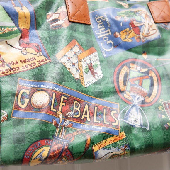 Nordic House Designs GOLF PRINT DUFFLE BAG Coated Canvas Travel Luggage Carry On - Picture 2 of 9